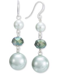 Charter Club - Silver-tone Color Bead & Imitation Pearl Triple Drop Earrings - Lyst