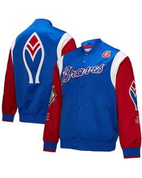 Mitchell & Ness - Royal/red Atlanta Braves Cooperstown Collection Team Origins Satin Full-snap Jacket - Lyst