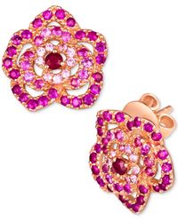 Le Vian - ® Passion Ruby (1/8 Ct. T.w.) & Bubble Gum Pink Sapphire (1-1/6 Ct. T.w.) Flower Stud Earrings In 14k Rose Gold - Lyst