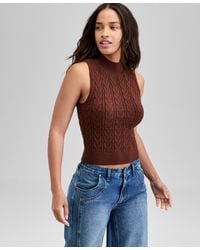 And Now This - Mock-neck Cable-knit Sweater Tank Top - Lyst