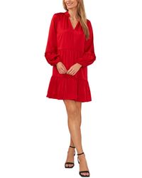 Cece - V-neck Tiered Long-sleeve Baby Doll Dress - Lyst