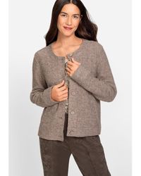 Olsen - Long Sleeve Collarless Boiled Wool Cropped Jacket - Lyst