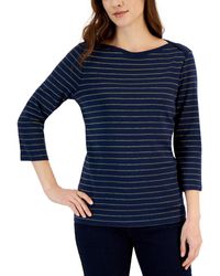 Style & Co. - Petite Holly Stripe 3/4-sleeve Boat-neck Top - Lyst