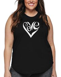 LA Pop Art - Plus Size Script Love Heart Word Art Tank Top - Lyst