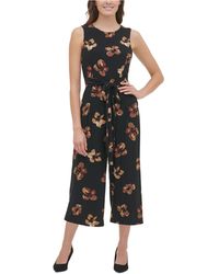 Tommy Hilfiger Floral-print Cropped Jumpsuit - Black