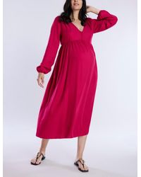 Motherhood Maternity - Maternity Long Sleeve Button Front Midi Dress - Lyst