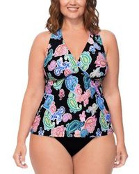 Island Escape - Plus Size Leilani Paisley Print H Back Tankini Top Bikini Bottoms Created For Macys - Lyst