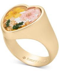 Lucky Brand Gold-tone Dried Flower Heart Statement Ring - Metallic