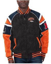 G-III 4Her by Carl Banks - Denver Broncos Faux Suede Raglan Full-zip Varsity Jacket - Lyst