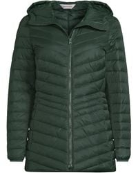Lands' End - Tall Wanderweight Packable Down Hooded Long Jacket - Lyst