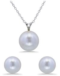Macy's - Shell Pearl Pendant And Freshwater Shell Pearl Stud Necklace And Earring Set - Lyst