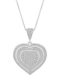 Macy's - Diamond Heart Halo Cluster 18" Pendant Necklace (3/4 Ct. T.w. - Lyst