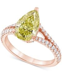 Macy's - Badgley Mischka Igi Certified Lab Grown Yellow Diamond Pear-shaped Engagement Ring (2-3/8 Ct. T.w. - Lyst