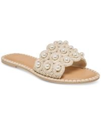 Dolce Vita - Harlyn Pearl Woven Raffia Slide Flat Sandals - Lyst