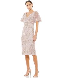 Mac Duggal - Embellished Illusion Butterfly Sleeve Cocktail Dress - Lyst