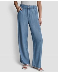 DKNY - Chambray Wide-leg Pants - Lyst