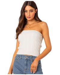 Edikted - North Cable Knit Strapless Top - Lyst