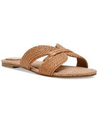 Dolce Vita - Geeya Raffia Criss Cross Strap Flat Slide Sandals - Lyst