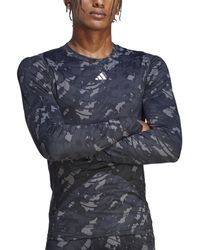 adidas - Slim Fit Techfit Crewneck Long-sleeve Camo Training T-shirt - Lyst
