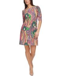 Tommy Hilfiger - Paisley-print Ruched-sleeve Dress - Lyst