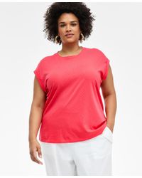 INC International Concepts - Plus Size Rhinestone Rolled-sleeve Top - Lyst