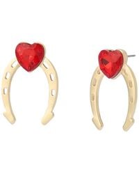Betsey Johnson - Faux Stone Horseshoe Stud Earrings - Lyst