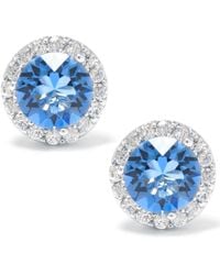 Giani Bernini Fine Crystal Round Halo Stud Earrings In Sterling Silver, Created For Macy's - Blue