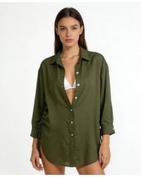 Dotti - Long-sleeve Collared Cover Up Beach Swim Cover Up Shirt - Lyst