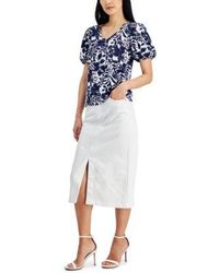 Anne Klein - Printed Puff Sleeve Top Pencil Skirt - Lyst