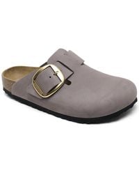 Birkenstock - Boston Big Buckle Nubuck Leather Clogs From Finish Line - Lyst