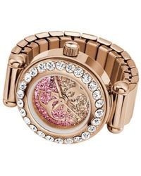 Guess - Glitz Rose Gold-tone Stainless Steel Analog Ring Watch - Lyst