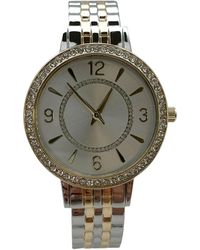 Olivia Pratt - Round Face Rhinestone Bezel Textured Bangle Watch - Lyst