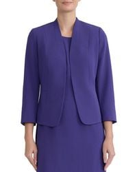 Kasper - 3/4-sleeve Open-front Collarless Cardigan Blazer - Lyst