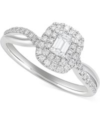 Macy's - Diamond Emerald-cut Double Halo Engagement Ring (1/2 Ct. T.w. - Lyst