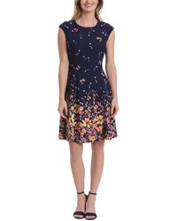 London Times - Scattered Floral-print Fit & Flare Dress - Lyst