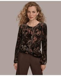 Donna Karan - Printed Long Sleeve Top - Lyst