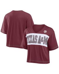 Fanatics - Maroon Texas A&m aggies Home Team Bold Fashion Modest V-neck Cropped T-shirt - Lyst