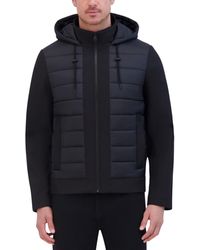 Kenneth Cole - Mixed-media Hooded Soft Shell Bomber Jacket - Lyst