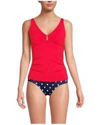 Lands' End - Chlorine Resistant Shirred V-neck Tankini Swimsuit Top - Lyst