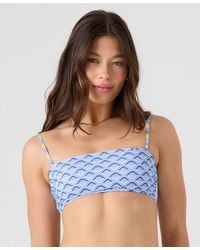 Roxy - Printed Lace-up Bandeau Neck Bikini Top - Lyst