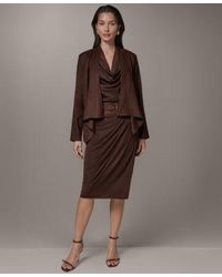 Donna Karan - Drape Front Jacket Cowl Neck Top Belted Wrap Midi Skirt - Lyst