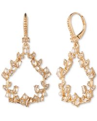 Marchesa - Gold-tone Imitation Pearl & Stone Vine Leaf Orbital Earrings - Lyst