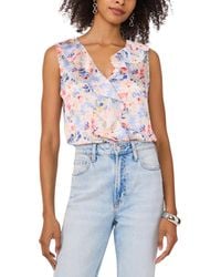 Vince Camuto - Floral-print Ruffled Sleeveless Top - Lyst