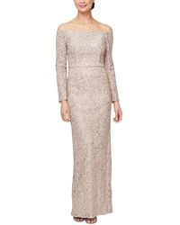 Alex Evenings - Sequined-lace Off-the-shoulder Gown - Lyst