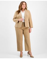 Le Suit - Plus Size Pinstriped Notch-collar One-button Jacket & Straight-leg Mid-rise Pants - Lyst