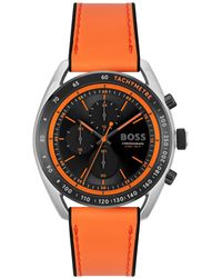 BOSS - Boss Center Court Quartz Chronograph Leatherand Black Silicone Strap Watch 44mm - Lyst