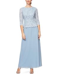 alex evenings sequin lace & chiffon gown