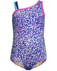 Lands' End - Girls Plus Chlorine Resistant One Shoulder Cut Out One Piece Swimsuit - Lyst