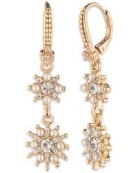 Marchesa - Glass Stone And Imitation Pearl Star Double Drop Earrings - Lyst