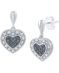 Macy's - Black & White Diamond Heart Drop Earrings (1/6 Ct. T.w. - Lyst
